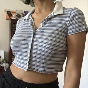 Urban Outfitters Striped Button Down Crop Top